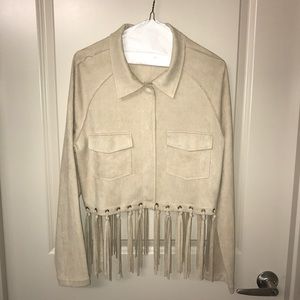 Cream suede Winston White fringe top